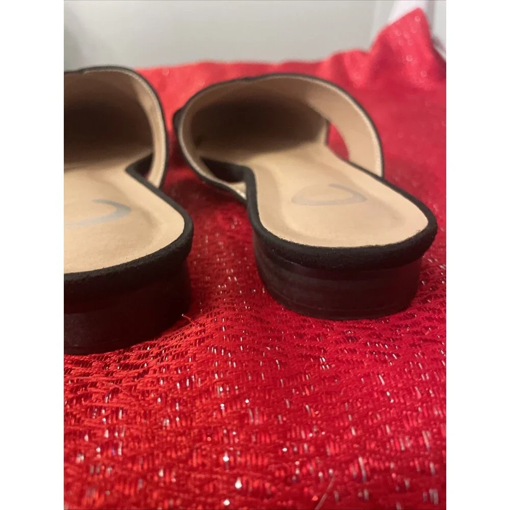 Womens Black Dress Shoes Size 8.5 Flat Slip-ons Suede Pointed Toe